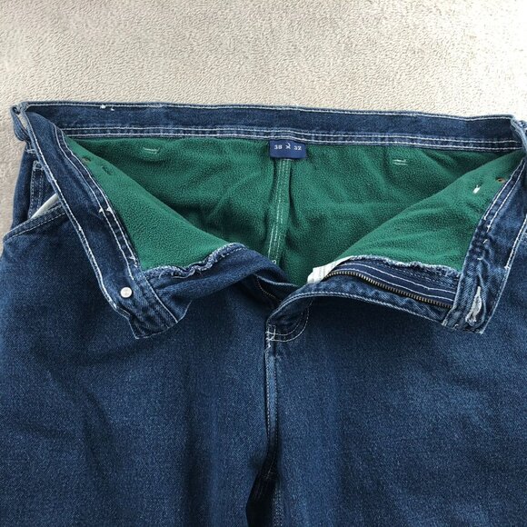 Five Brother Mens Carpenter Jeans Size 38x32 Blue Denim Fleece Line Workwear - Picture 3 of 16